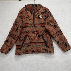 North Face Pullover Jacket Mens Large Fleece Sherpa Hooded Pocket Aztec FA21